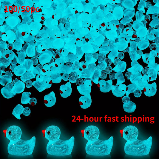 (BULK)YOU'VE BEEN DUCKED! 100pcs Glow in the Dark Mini Resin blue Ducks Luminous
