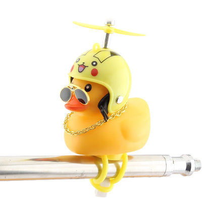 Various styles Motorcycle Accessories Cute Duck with lighting Propeller Helmet Broken Wind Rubber Duck Yellow Duck Ornaments