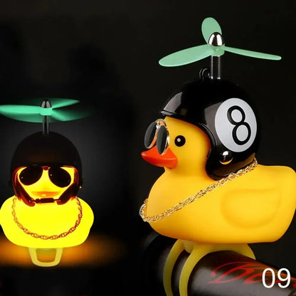 Luminous Glasses Helmet Duck Small Ornament Broken Wind Small Cute Yellow Duck Road Bike Motor Helmet Cycling Decor Figurines