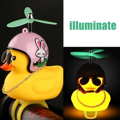 Luminous Glasses Helmet Duck Small Ornament Broken Wind Small Cute Yellow Duck Road Bike Motor Helmet Cycling Decor Figurines
