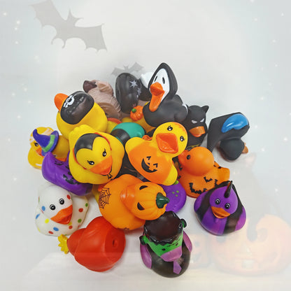 24 Pcs 6cm Halloween Rubber Ducks, Squeeze Stress Relief Bath Toy for Kids, Halloween Party Favors Decoration