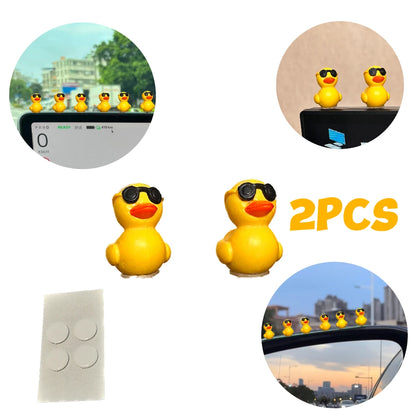 Rubber Duck Toy Car Ornaments Car Dashboard Decorations Motor Accessories Yellow Duck Ornaments with Helmet for Bike Cycling