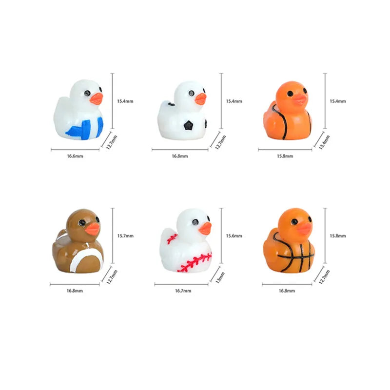 The Ball Duck desk decorative figurines 50/100PCS mini ducks Resin Car decorative DIY Accessories Football Basketball duck