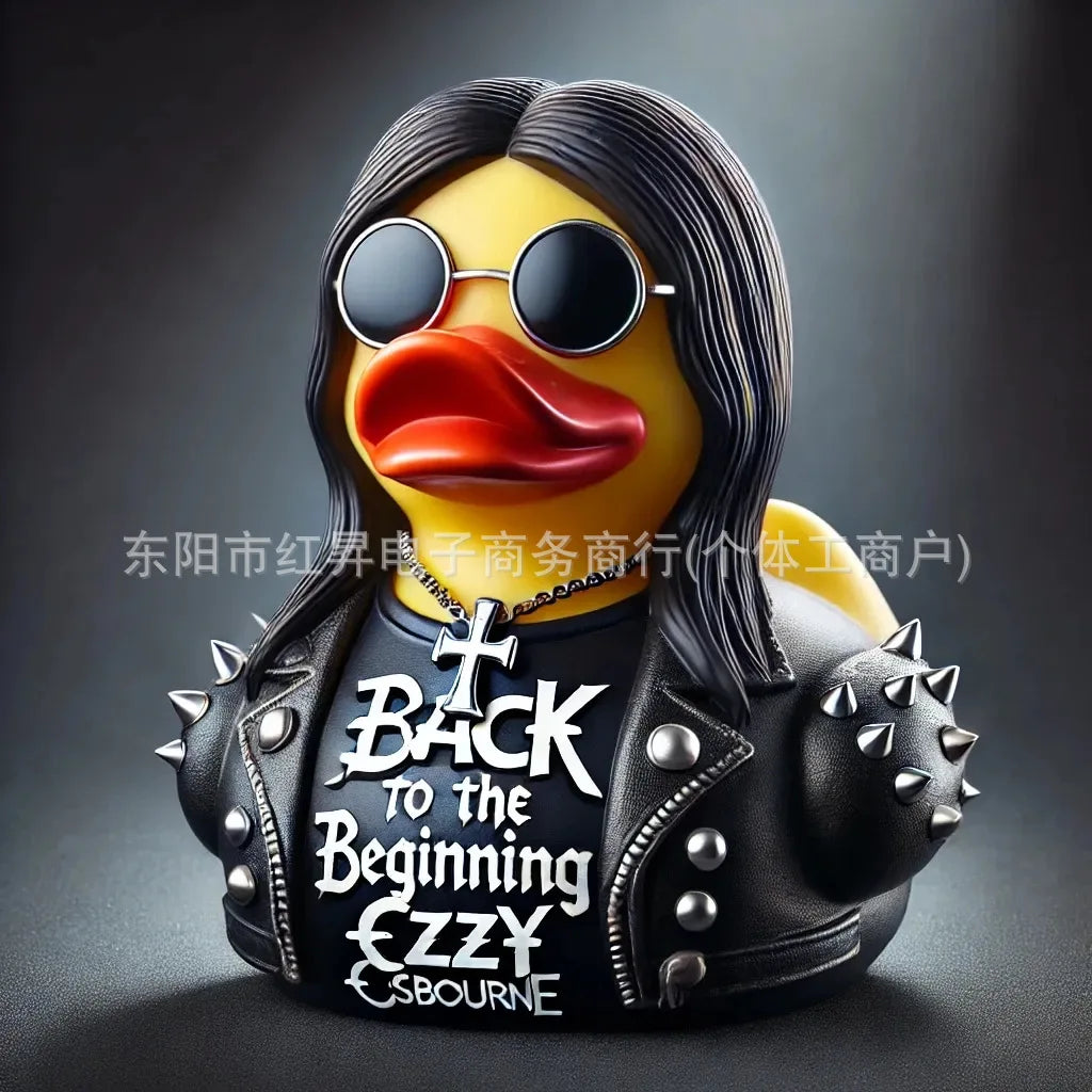 Creative Figurines for Ozzy Osbourne Back To The Beginning Rubber Duck Ornament Desktop Ornament for Party Commemorative Gift