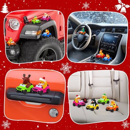 24 Pcs Christmas Jeep Ducks Rubber Ducks, 3.5 Inch Jeep Ducks for Ducking, Jeeps Suitable for 2 Inch Ducks, 12 Christmas Rubber