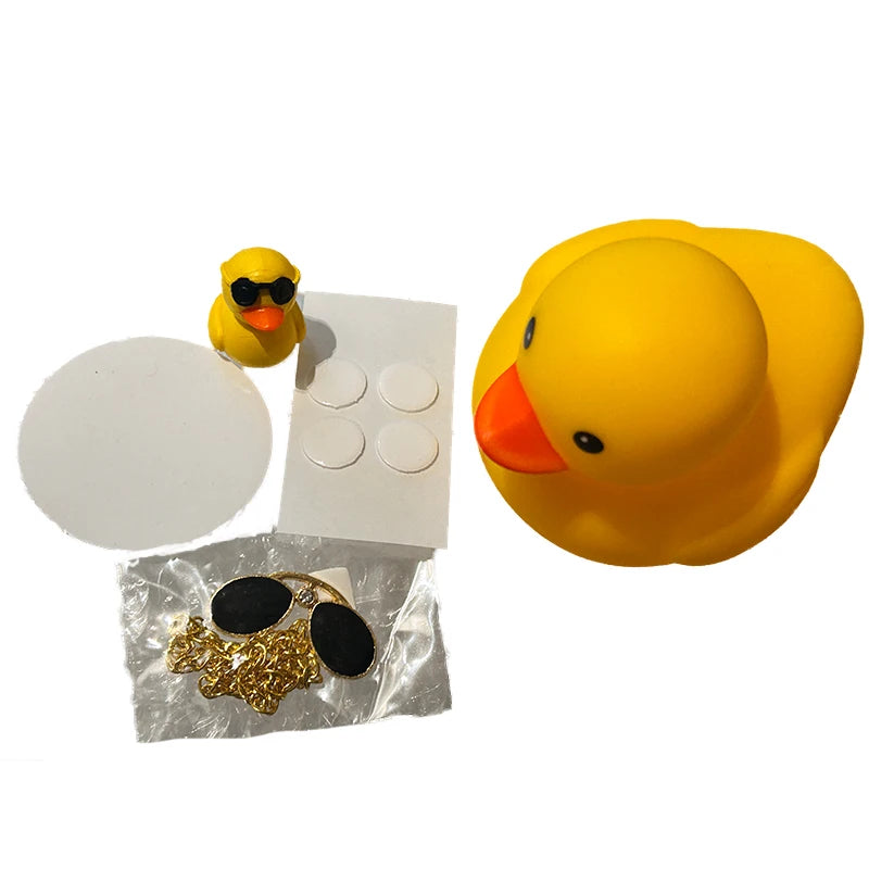 Rubber Duck Toy Car Ornaments Car Dashboard Decorations Motor Accessories Yellow Duck Ornaments with Helmet for Bike Cycling