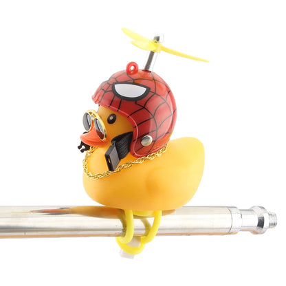 Various styles Motorcycle Accessories Cute Duck with lighting Propeller Helmet Broken Wind Rubber Duck Yellow Duck Ornaments