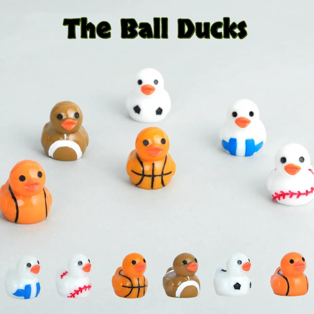 The Ball Duck desk decorative figurines 50/100PCS mini ducks Resin Car decorative DIY Accessories Football Basketball duck