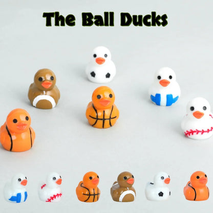 The Ball Duck desk decorative figurines 50/100PCS mini ducks Resin Car decorative DIY Accessories Football Basketball duck