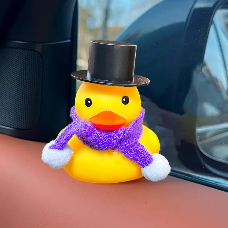 Rubber Duck Toy Car Ornaments Car Dashboard Decorations Motor Accessories Yellow Duck Ornaments with Helmet for Bike Cycling