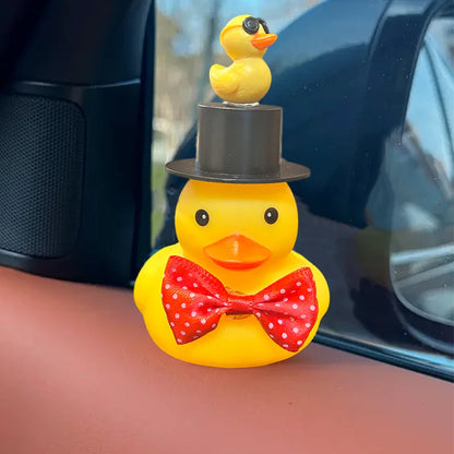 Rubber Duck Toy Car Ornaments Car Dashboard Decorations Motor Accessories Yellow Duck Ornaments with Helmet for Bike Cycling