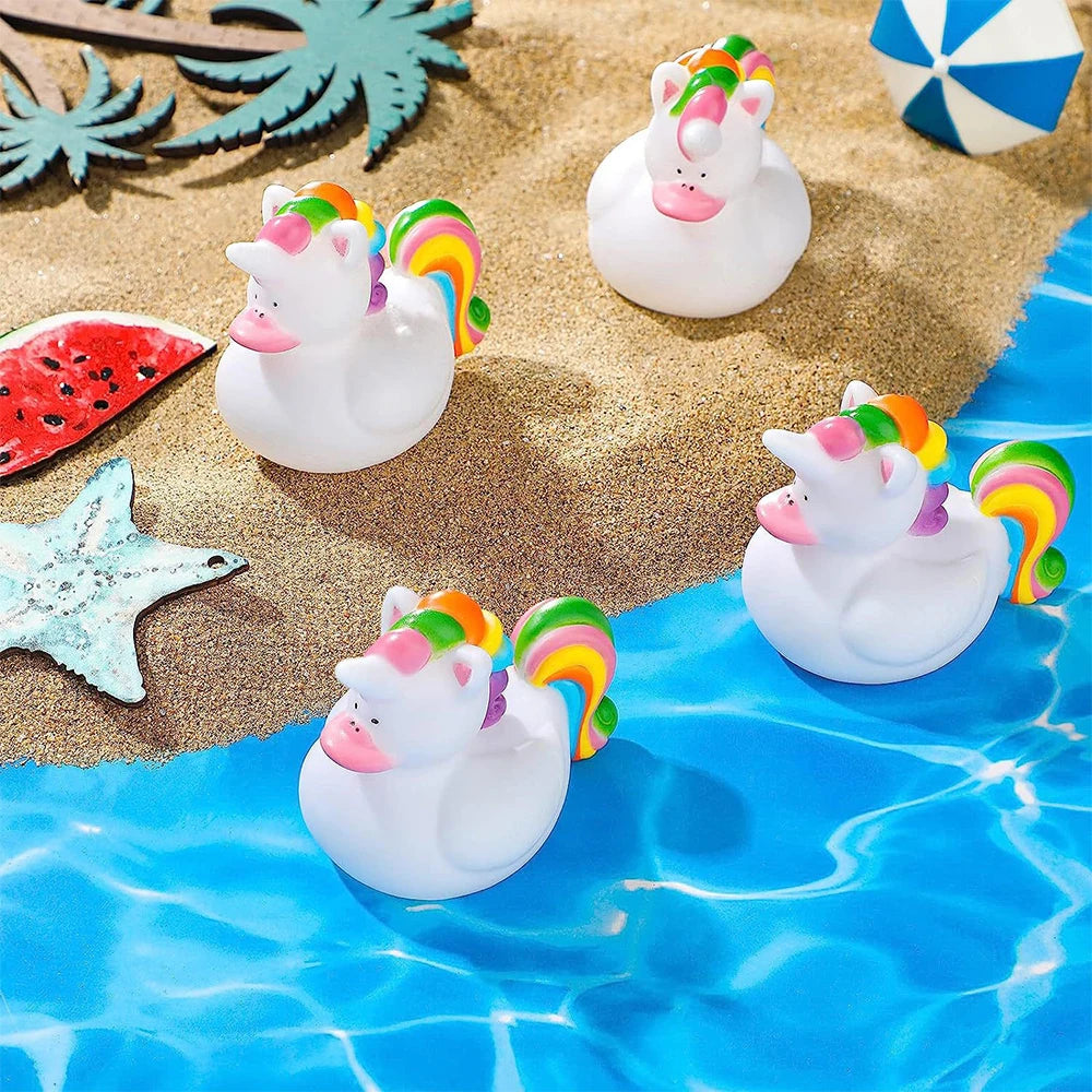 2/4PCS Bulk Small Unicorn Rubber Ducks Miniatures for Home Desk Ornament, Seasonal Holiday Birthday Pool Party Favors Decoration