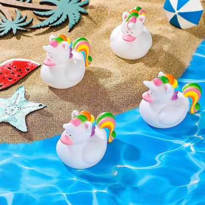 2/4PCS Bulk Small Unicorn Rubber Ducks Miniatures for Home Desk Ornament, Seasonal Holiday Birthday Pool Party Favors Decoration