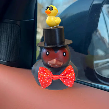 Rubber Duck Toy Car Ornaments Car Dashboard Decorations Motor Accessories Yellow Duck Ornaments with Helmet for Bike Cycling