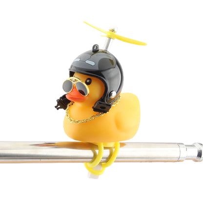 Various styles Motorcycle Accessories Cute Duck with lighting Propeller Helmet Broken Wind Rubber Duck Yellow Duck Ornaments