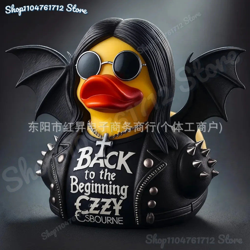 Creative Figurines for Ozzy Osbourne Back To The Beginning Rubber Duck Ornament Desktop Ornament for Party Commemorative Gift