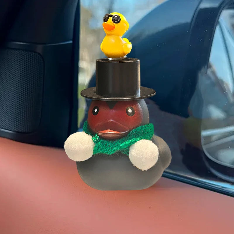 Rubber Duck Toy Car Ornaments Car Dashboard Decorations Motor Accessories Yellow Duck Ornaments with Helmet for Bike Cycling