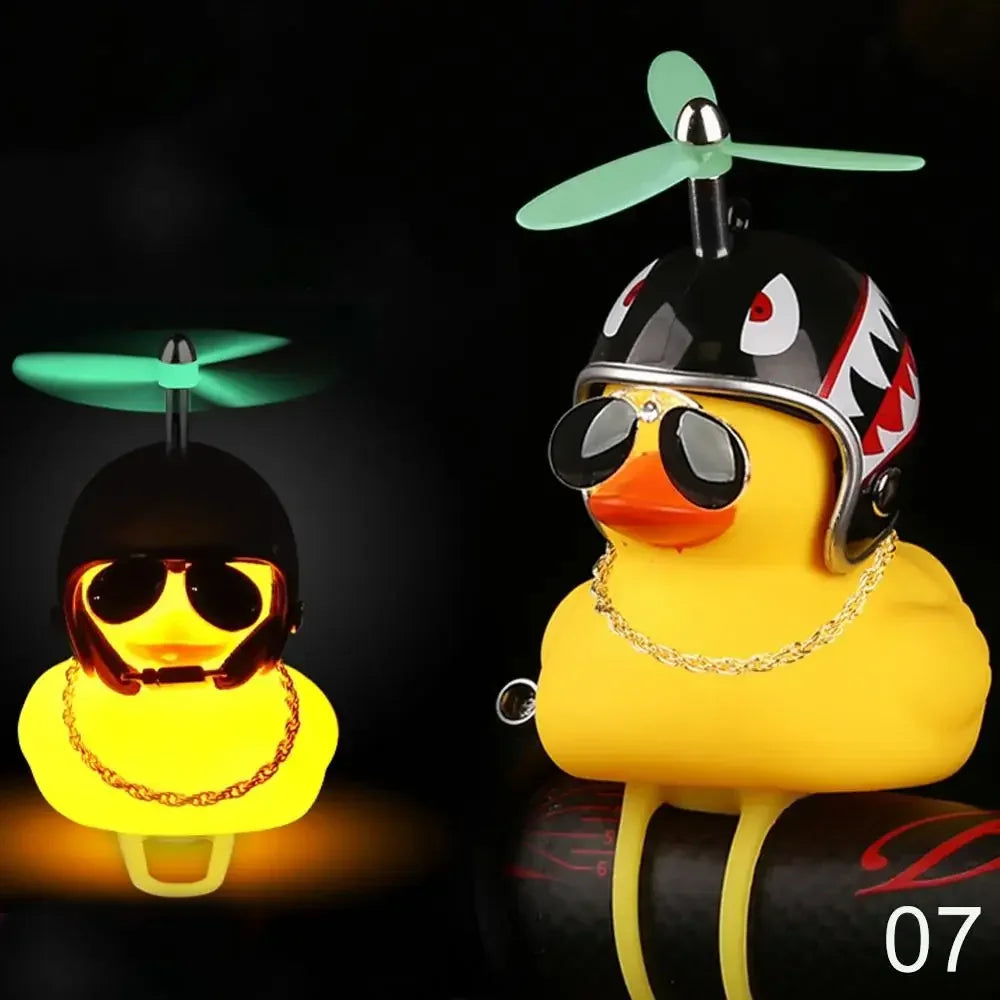 Luminous Glasses Helmet Duck Small Ornament Broken Wind Small Cute Yellow Duck Road Bike Motor Helmet Cycling Decor Figurines