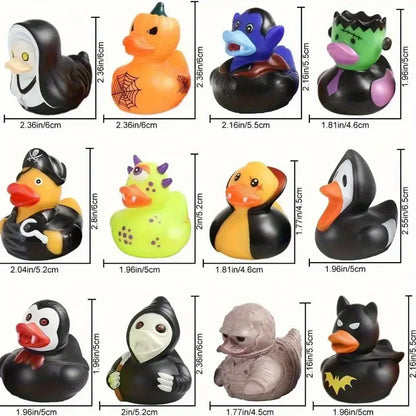24 Pcs 6cm Halloween Rubber Ducks, Squeeze Stress Relief Bath Toy for Kids, Halloween Party Favors Decoration