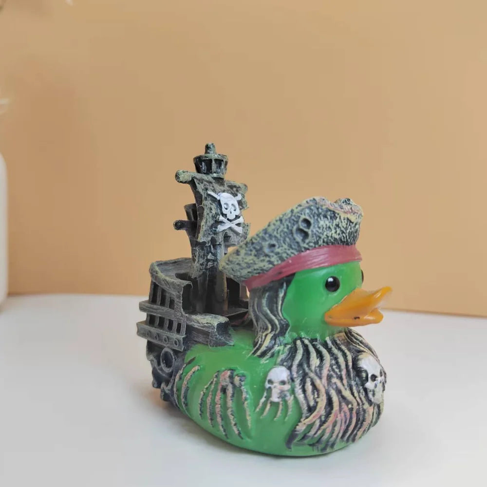 Pirate Ship Duck Scary Alien Duck Statue Creative Desktop Decoration Funny Car Dashboard & Desk Decor, Cool Gift for Adults New