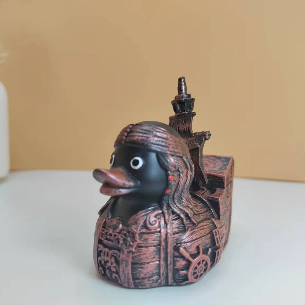 Pirate Ship Duck Scary Alien Duck Statue Creative Desktop Decoration Funny Car Dashboard & Desk Decor, Cool Gift for Adults New