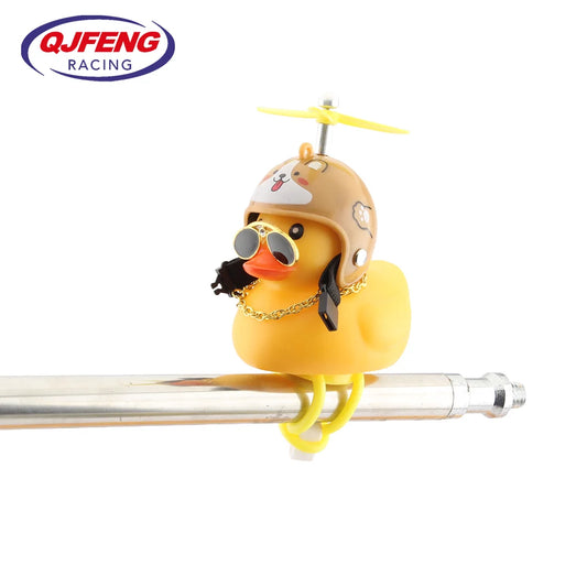 Various styles Motorcycle Accessories Cute Duck with lighting Propeller Helmet Broken Wind Rubber Duck Yellow Duck Ornaments