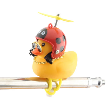 Various styles Motorcycle Accessories Cute Duck with lighting Propeller Helmet Broken Wind Rubber Duck Yellow Duck Ornaments
