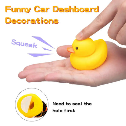 Rubber Duck Toy Car Ornaments Car Dashboard Decorations Motor Accessories Yellow Duck Ornaments with Helmet for Bike Cycling