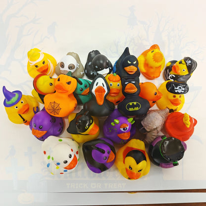 24 Pcs 6cm Halloween Rubber Ducks, Squeeze Stress Relief Bath Toy for Kids, Halloween Party Favors Decoration