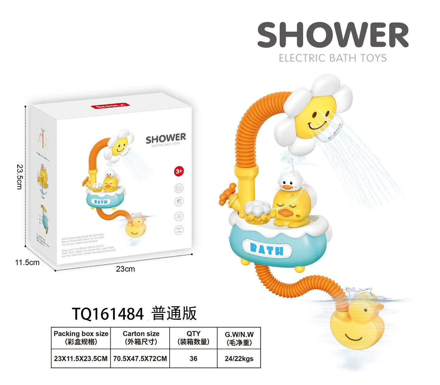 Cute Duck Bathtub Boat Toy with 3 Emotional Ducks Automatic Water Spray Toys for Toddlers Sensory Interactive Baby Shower Gift
