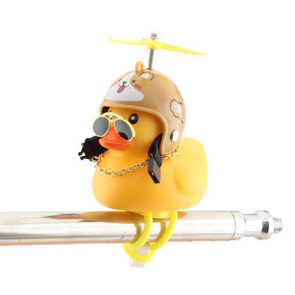 Various styles Motorcycle Accessories Cute Duck with lighting Propeller Helmet Broken Wind Rubber Duck Yellow Duck Ornaments
