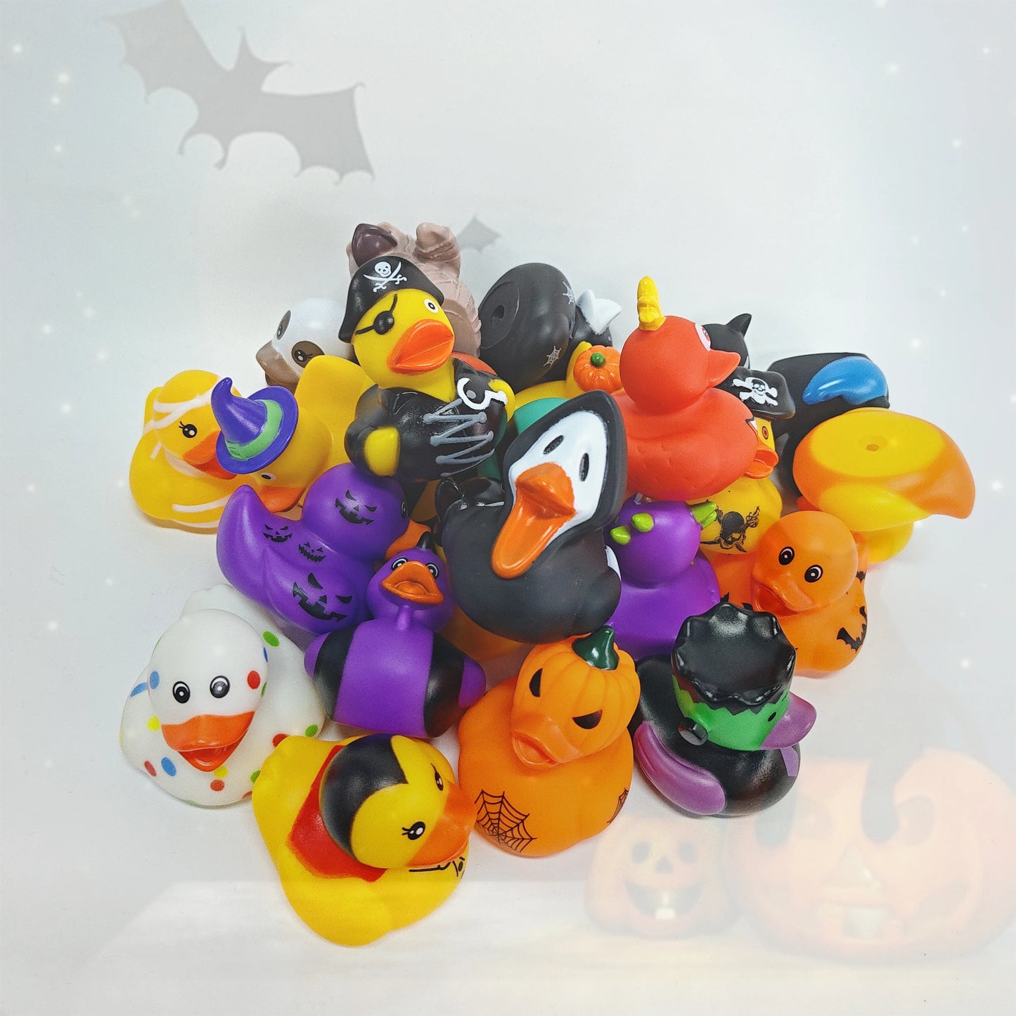 24 Pcs 6cm Halloween Rubber Ducks, Squeeze Stress Relief Bath Toy for Kids, Halloween Party Favors Decoration