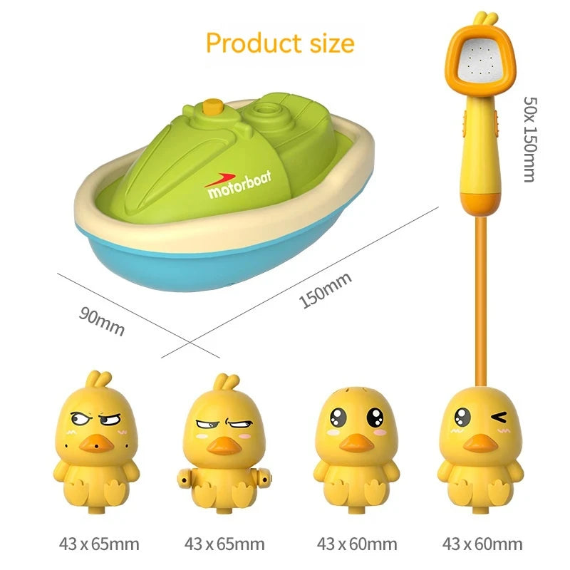 Cute Duck Bathtub Boat Toy with 3 Emotional Ducks Automatic Water Spray Toys for Toddlers Sensory Interactive Baby Shower Gift
