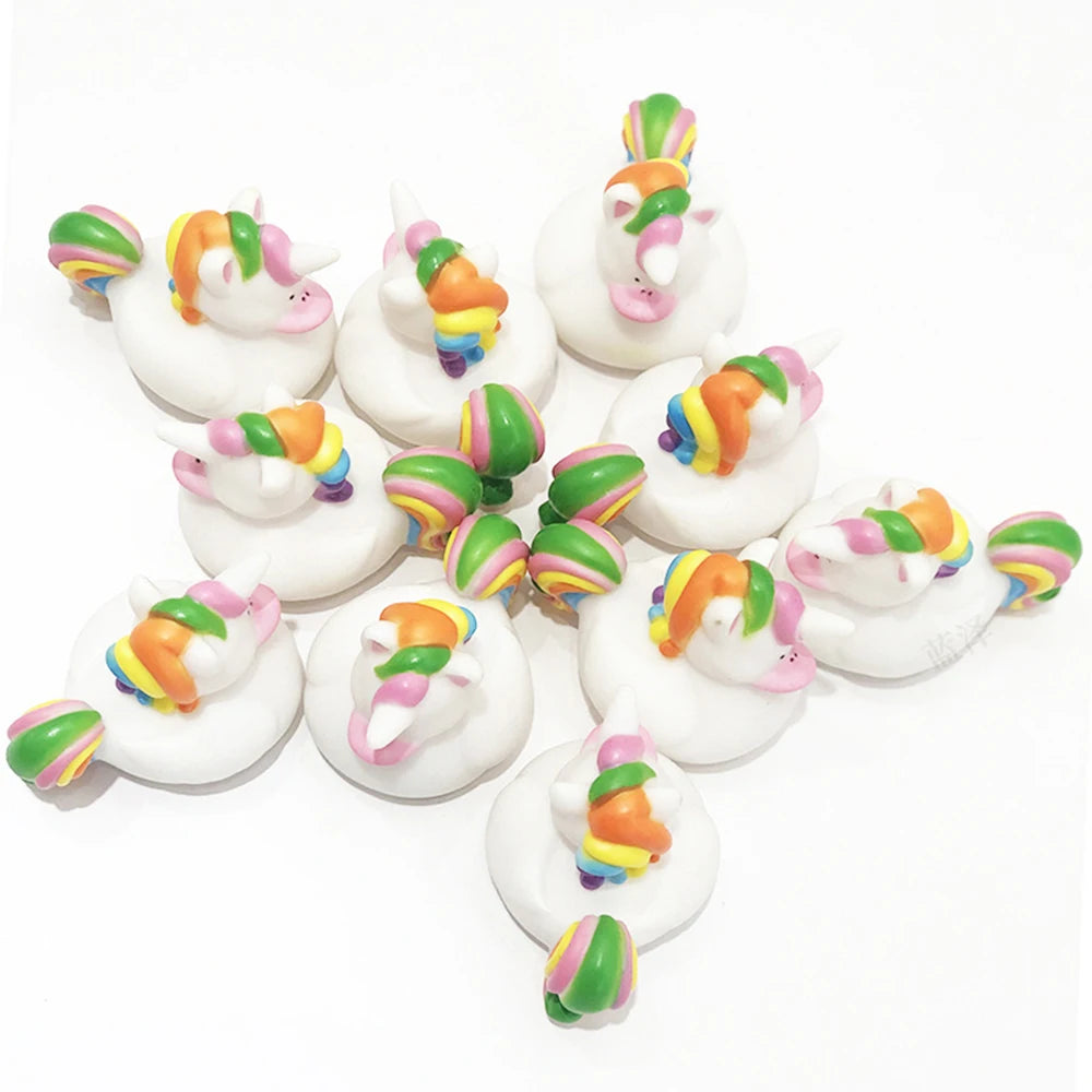 2/4PCS Bulk Small Unicorn Rubber Ducks Miniatures for Home Desk Ornament, Seasonal Holiday Birthday Pool Party Favors Decoration