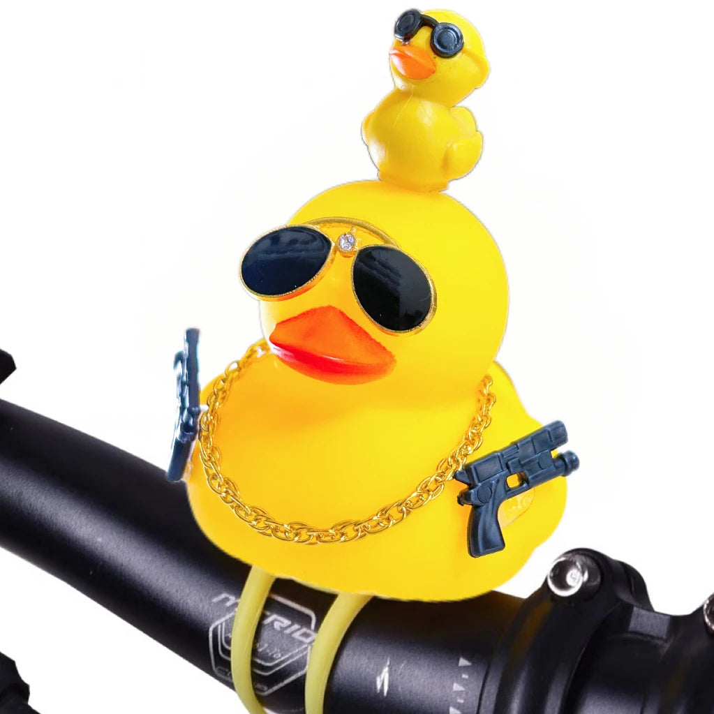 Rubber Duck Toy Car Ornaments Car Dashboard Decorations Motor Accessories Yellow Duck Ornaments with Helmet for Bike Cycling