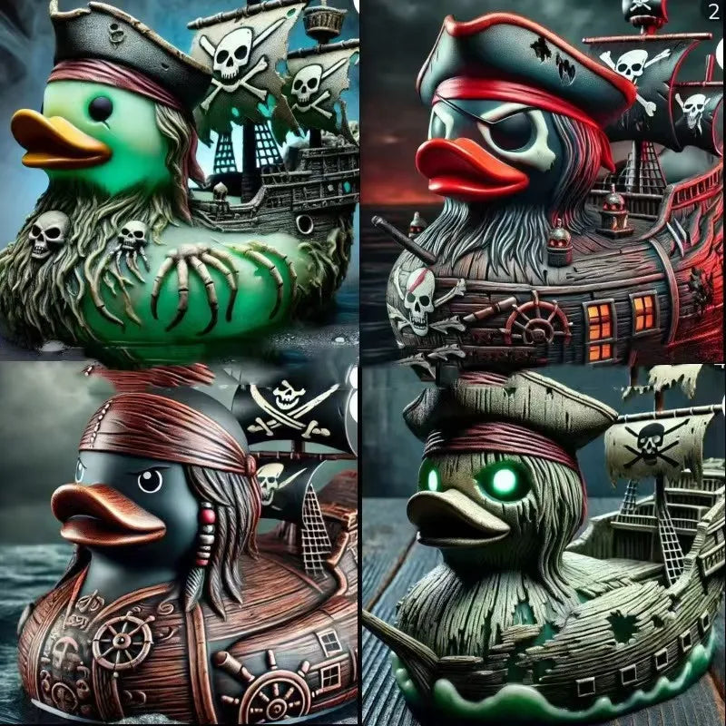 Pirate Ship Duck Scary Alien Duck Statue Creative Desktop Decoration Funny Car Dashboard & Desk Decor, Cool Gift for Adults New