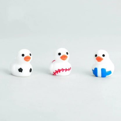 The Ball Duck desk decorative figurines 50/100PCS mini ducks Resin Car decorative DIY Accessories Football Basketball duck